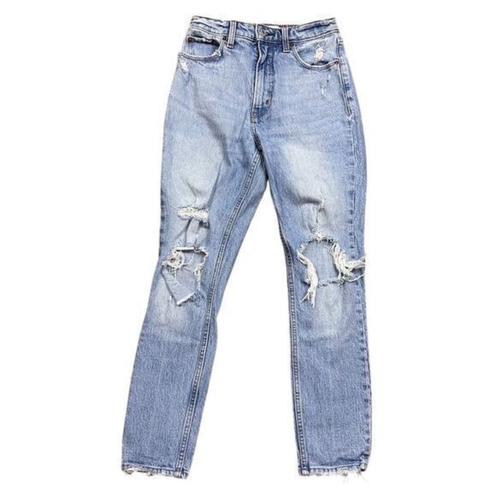Abercrombie & Fitch Women's High Rise Skinny Jeans‎ Size 0 Distressed Curve Love